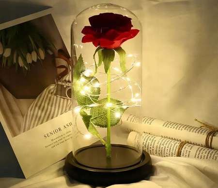 Wieczna Róża w Szkle LED Świecąca– Idealny Prezent Na Święta, Jak Prawdziwa