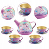 METALOWY ZESTAW DO HERBATY dla dzieci KOMPLET FILIŻANKI SŁODYCZE WALIZKA