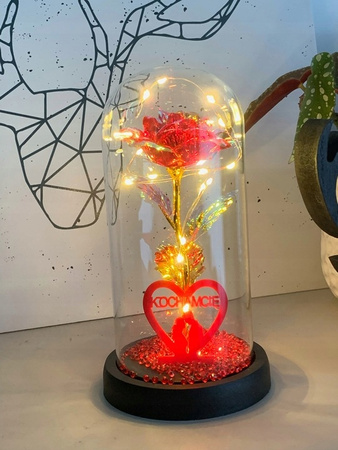 Wieczna Róża w Szkle LED Świecąca– Idealny Prezent Na Święta, Jak Prawdziwa