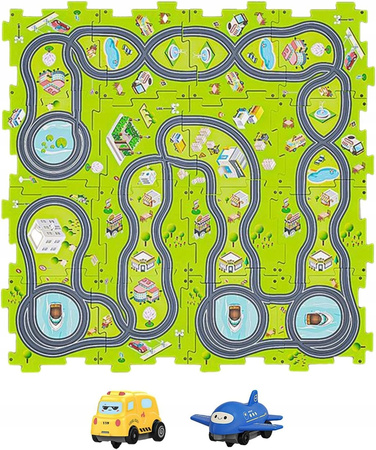 ZESTAW DO MONTAŻU TORY SAMOCHODOWE DLA DZIECI PUZZLI 25el Montessori GRA