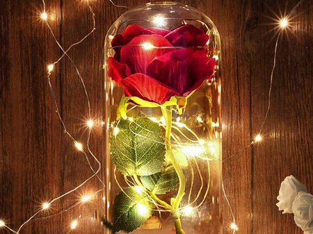 Wieczna Róża w Szkle LED Świecąca– Idealny Prezent Na Święta, Jak Prawdziwa