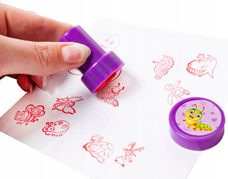 Pieczątki dla Dzieci Stempelki Stemple Zwierzaki Buźki Kolorowe Zestaw x 60