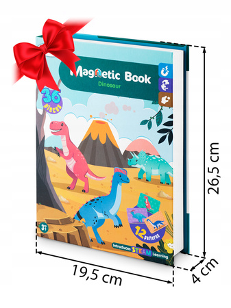KSIĄŻKA MAGNETYCZNA PUZZLE UKŁADANKA DINOZAURY PUDEŁKO