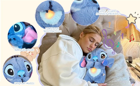 Maskotka Lilo i Stich ODDYCHAJĄCY ŚWIECĄCY SZUMI MUZYKA USPAKAJACZ SZUMŚ
