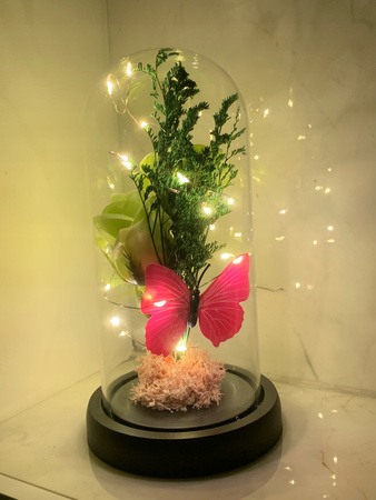 WIECZNA ROZA SWIECACA W SZKLE LED PREZENT w ładnym opakowaniu + bilecik