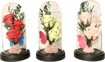 WIECZNA ROZA SWIECACA W SZKLE LED PREZENT + bilecik na walentynki dla niej