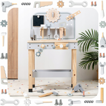 EDUKACYJNA ZABAWKA WARSZTAT DREWNIANY STÓŁ NARZĘDZIA DO NAPRAWY