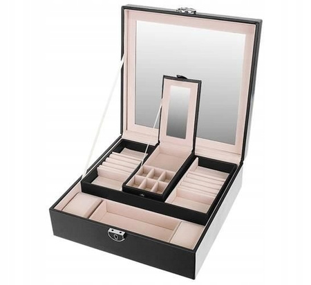 Eleganckie Pojemne Pudełko Kuferek na Biżuterię Zegarki Szkatułka Organizer