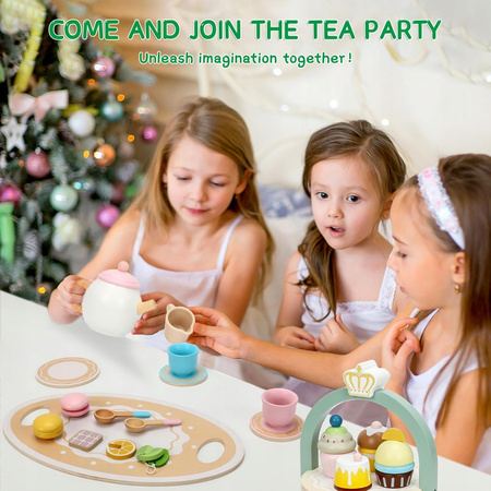 DREWNIANY ZESTAW DO HERBATY Serwis herbaciany