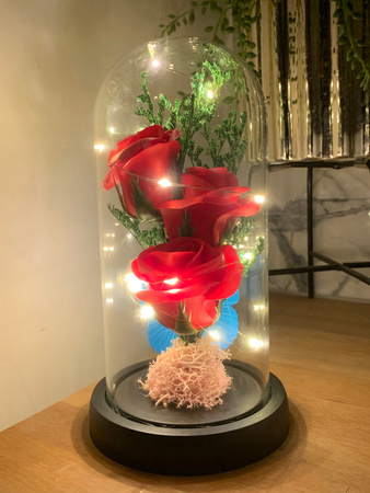 WIECZNA ROZA SWIECACA W SZKLE LED PREZENT w ładnym opakowaniu + bilecik