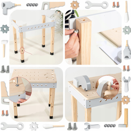 EDUKACYJNA ZABAWKA WARSZTAT DREWNIANY STÓŁ NARZĘDZIA DO NAPRAWY