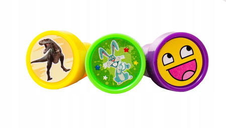 Pieczątki dla Dzieci Stempelki Stemple Zwierzaki Buźki Kolorowe Zestaw x 60