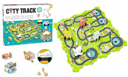 ZESTAW DO MONTAŻU TORY SAMOCHODOWE DLA DZIECI PUZZLI 25el Montessori GRA