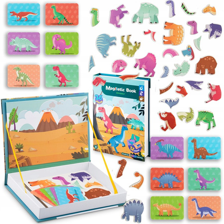 Układanka Magnetyczna Puzzle Montessori 43el. Dinozaury Książka Edukacyjna ISO TRADE