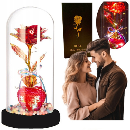 Wieczna Róża w Szkle LED Świecąca– idealny Prezent Na Święta, Jak Prawdziwa
