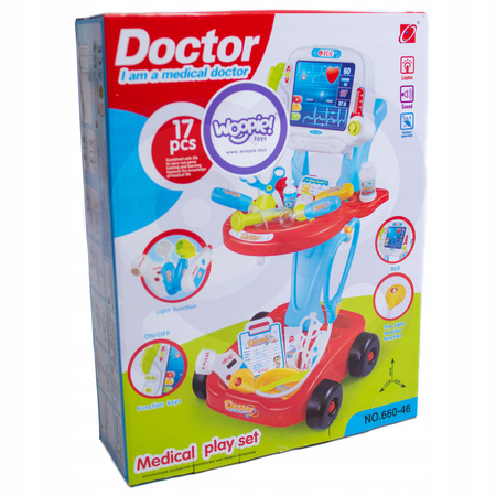 Mały Doktor Lekarz Zestaw Lekarski na wózku Mobilny EKG Prezent