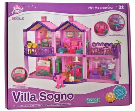 DOMEK DLA LALEK LALKI WILLA FIGURKI MEBLE piesek