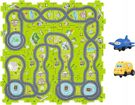 ZESTAW DO MONTAŻU TORY SAMOCHODOWE DLA DZIECI PUZZLI 25el Montessori GRA