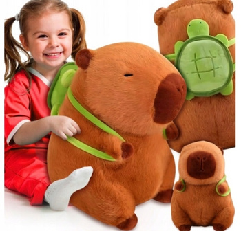 PLUSZAK MASKOTKA KAPIBARA 40cm GIGANT XL Z PLECAKIEM ŻÓŁWIEM PODUSZKA 2w1