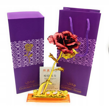 Wieczna Róża Złota Fiolet Prezent Dla Niej Niego