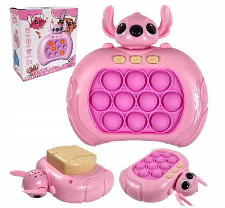 POP IT GRA ZRĘCZNOŚCIOWA ANTYSTRESOWA ELEKTRYCZNA STITCH RÓŻOWY