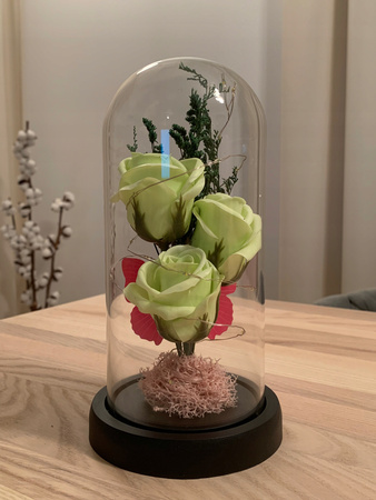 WIECZNA ROZA SWIECACA W SZKLE LED PREZENT w ładnym opakowaniu + bilecik