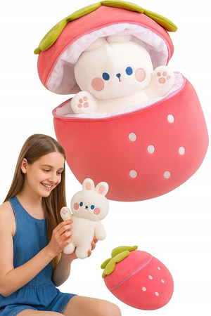 MASKOTKA MARZEŃ! Truskawkowy Królik 2w1 - Zabawka i Poduszka! 60cm