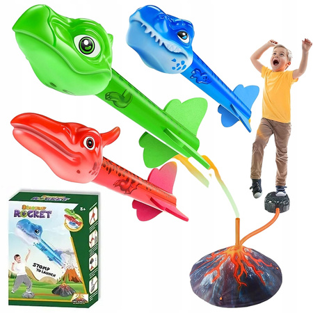 DINOZAURY RAKIETA KOSMICZNA WYRZUTNIA KATAPULTA RAKIET PIANKOWYCH POMPKA