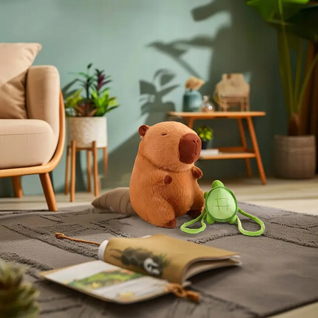 KAPIBARA PLUSZOWA MASKOTKA Z PLECAKIEM ŻÓŁWIEM W ZESTAWIE 2w1 41cm