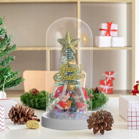 Choinka W Szkle Podświetlona Led Ozdoba Świąteczna