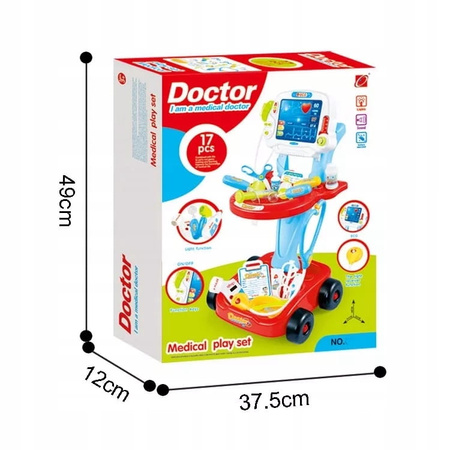 Mały Doktor Lekarz Zestaw Lekarski na wózku Mobilny EKG Prezent