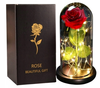Wieczna Róża w Szkle LED Świecąca– Idealny Prezent Na Święta, Jak Prawdziwa