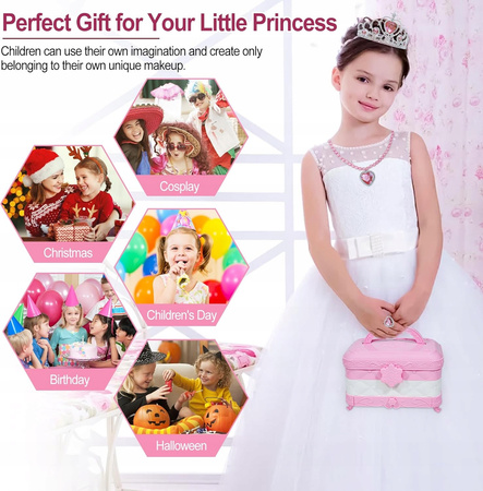 DUŻY Zestaw KOSMETYKI do makijażu dla dziewczynek MAKEUP 60w1 z lustrem LED