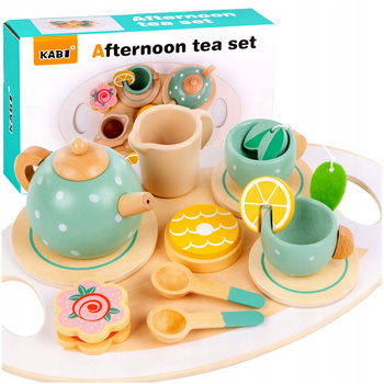 SERWIS DLA DZIECI XXL DREWNIANY zestaw do herbaty kawy filiżanki kawiarnia