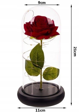 Wieczna Róża w Szkle LED Świecąca– Idealny Prezent Na Święta, Jak Prawdziwa