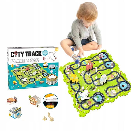 ZESTAW DO MONTAŻU TORY SAMOCHODOWE DLA DZIECI PUZZLI 25el Montessori GRA