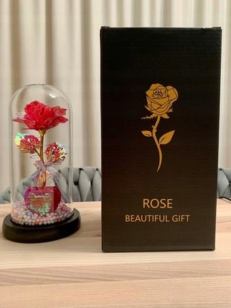 Wieczna Róża w Szkle LED Świecąca– idealny Prezent Na Święta, Jak Prawdziwa