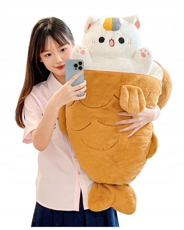 MEGA HIT! KOTEK W RYBIE - MASKOTKA 2w1 MIĘKKI PLUSZAK 50CM !!!