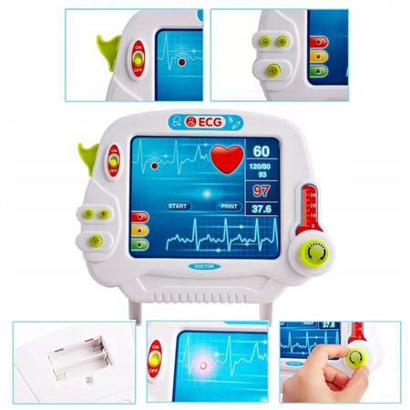 Mały Doktor Lekarz Zestaw Lekarski na wózku Mobilny EKG Prezent