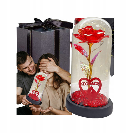 Wieczna Róża w Szkle LED Świecąca– Idealny Prezent Na Święta, Jak Prawdziwa