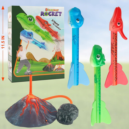 DINOZAURY RAKIETA KOSMICZNA WYRZUTNIA KATAPULTA RAKIET PIANKOWYCH POMPKA