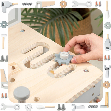 EDUKACYJNA ZABAWKA WARSZTAT DREWNIANY STÓŁ NARZĘDZIA DO NAPRAWY