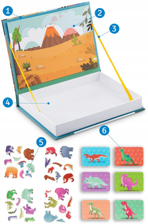 Układanka Magnetyczna Puzzle Montessori 43el. Dinozaury Książka Edukacyjna