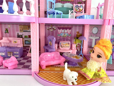 DOMEK DLA LALEK LALKI WILLA FIGURKI MEBLE piesek