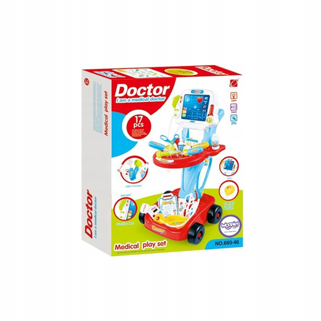 Mały Doktor Lekarz Zestaw Lekarski na wózku Mobilny EKG Prezent