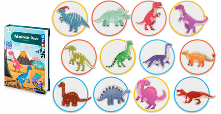 Ricokids, Książka magnetyczna edukacyjna pudełko puzzle układanka Dinozaury