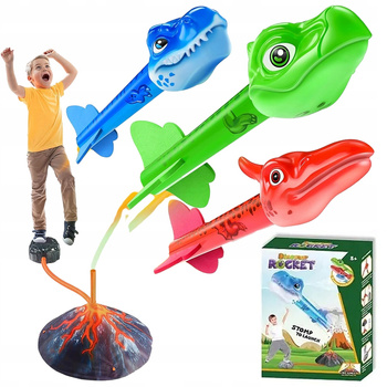 DINOZAURY RAKIETA KOSMICZNA WYRZUTNIA KATAPULTA RAKIET PIANKOWYCH POMPKA