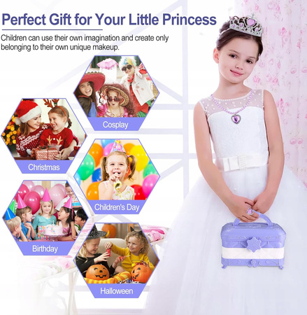 DUŻY Zestaw KOSMETYKI do makijażu dla dziewczynek 60w1 MAKEUP Z lustrem LED