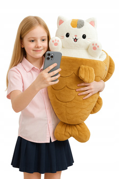 MEGA HIT! KOTEK W RYBIE - MASKOTKA 2w1 MIĘKKI PLUSZAK 50CM !!!