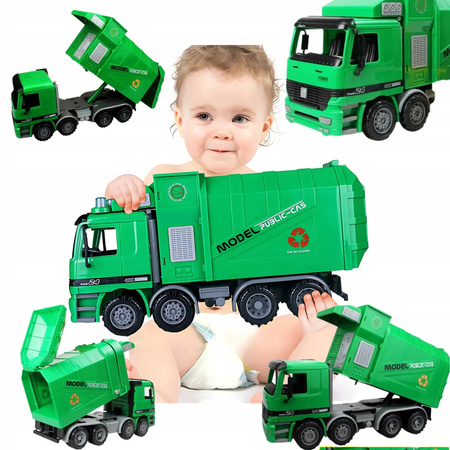 auto ciężarówka Duży SOLIDNY Pojazd ŚMIECIARKA kubeł na śmieci śmieciara